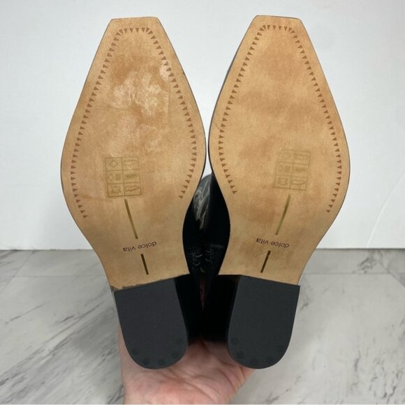 New! Dolce Vita Samare Black White Leather Tall Western Boot 5 - Picture 14 of 15